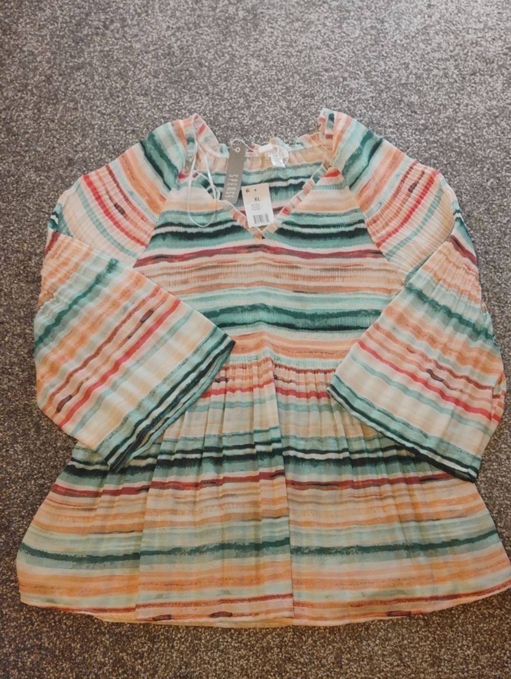 Spense Multicolor Striped Peasant Blouse